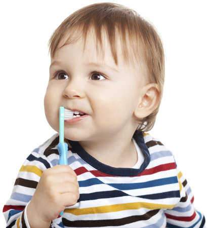 baby brushing teeth