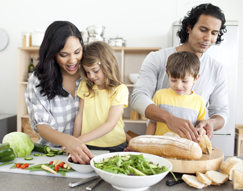 family cooking healthy