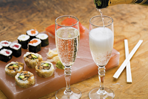 sushi and champagne