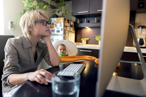 mom working from home