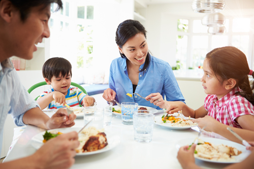 family eating dinner