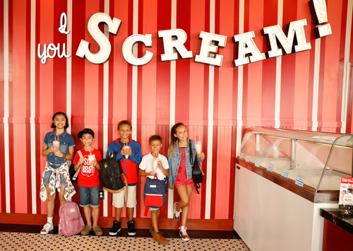 kids fashion shoot at icecream parlor