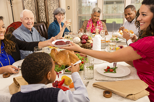 family eating Thanksgiving dinner