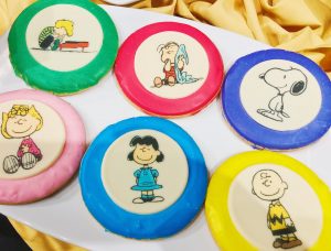 Sugar cookies with images of Charlie Brown characters
