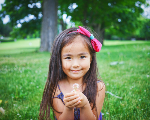 Girl with flower Pollen Allergy