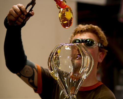 Eric dropping hot glass bit Nigel Paul photography