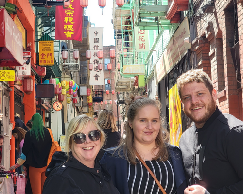 Shane Ronda Tierney group picture in Chinatown