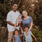Savannah Foster Family Photo with kids and greenery background