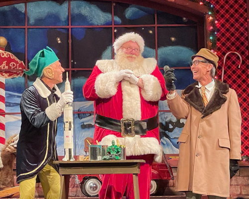 A Christmas performance with Santa and elves at the Maverick Theater.