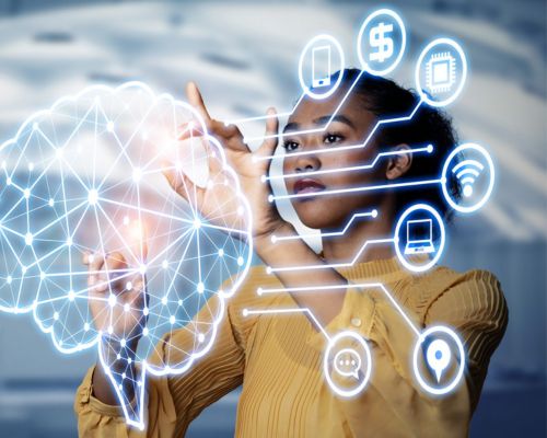 Girl discovering artificial intelligence