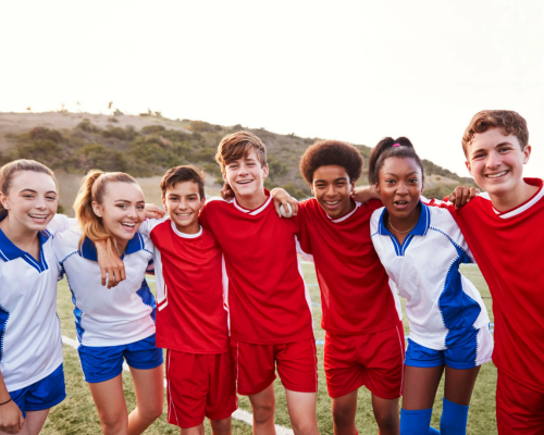 boys and girls teen soccer team