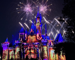 Disneyland Castle at night for 70th Anniversary