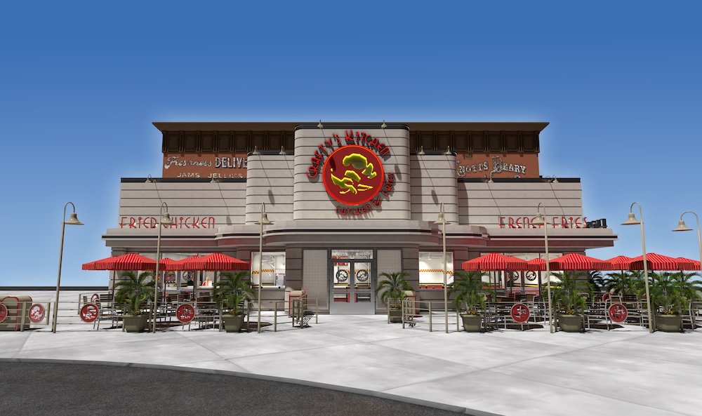 Rendering of new restaurant at Knott's Berry Farm, Crafty's Kitchen